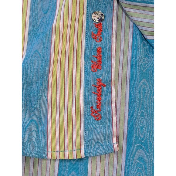 Robert Graham Vertical Striped Long Sleeve Button Up Shirt Large Flip Cuff - Picture 4 of 11